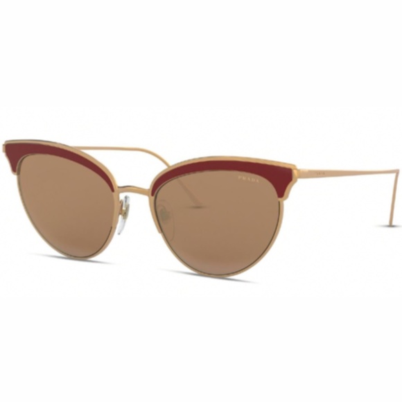 New Prada Rose Gold/Burgundy Cat-Eye Sunnies- NWT - Picture 6 of 8